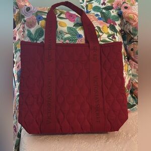 Victoria's Secret Burgundy Quilted Tote